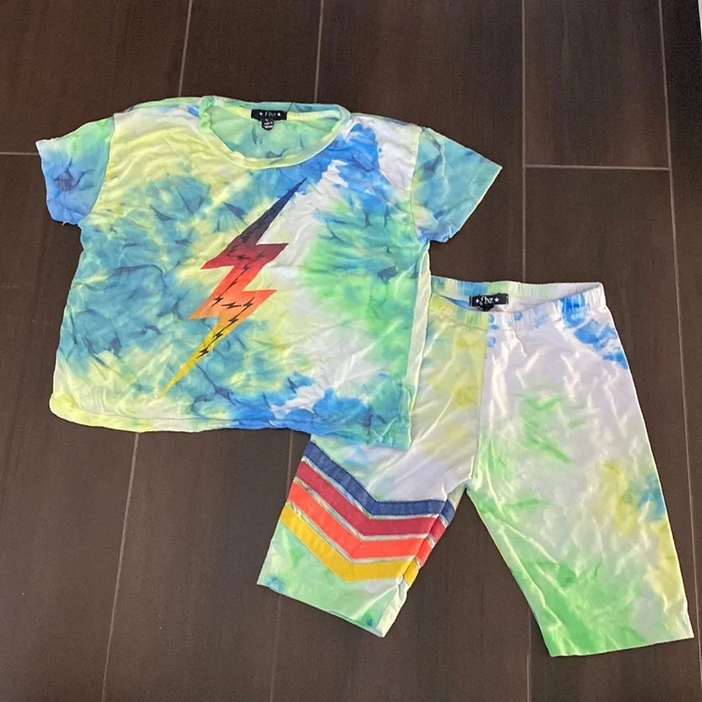 Flowers by Zoe Tie Dye T and Biker Short Set